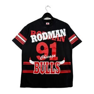 Vintage Chicago Bulls Dennis Rodman 91 NBA T-Shirt Medium